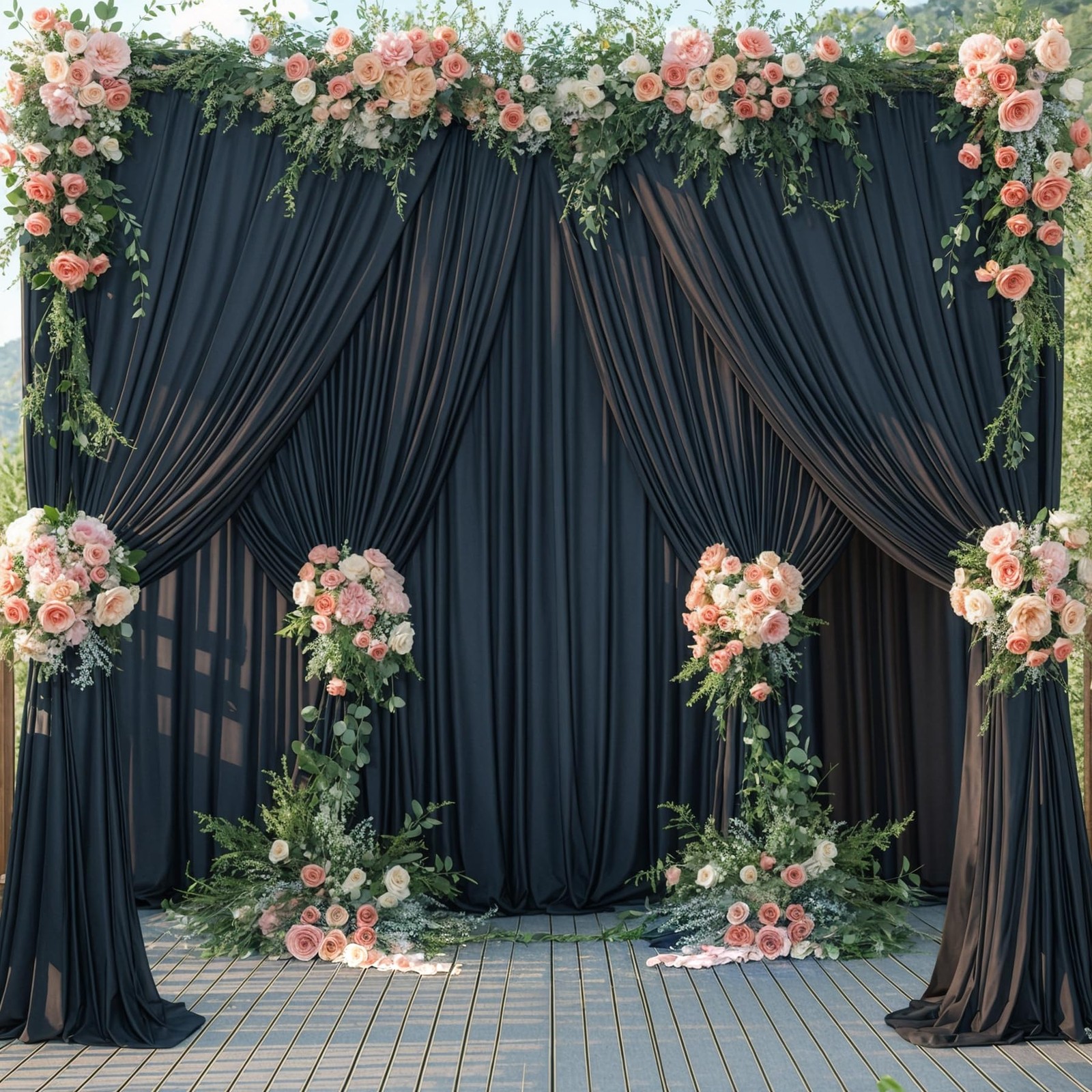 10x12ft Black Backdrop Curtains for Wedding/Photography 5ft x 12ft Drapes