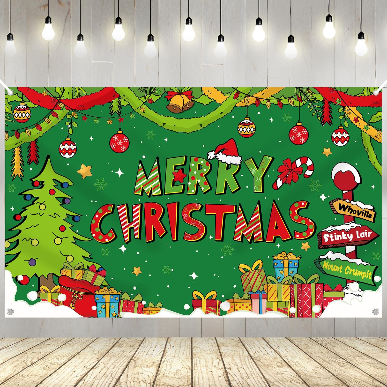 Merry Christmas Banner 72×44 Inch Christmas Photo Booth Backdrop Party Decora…