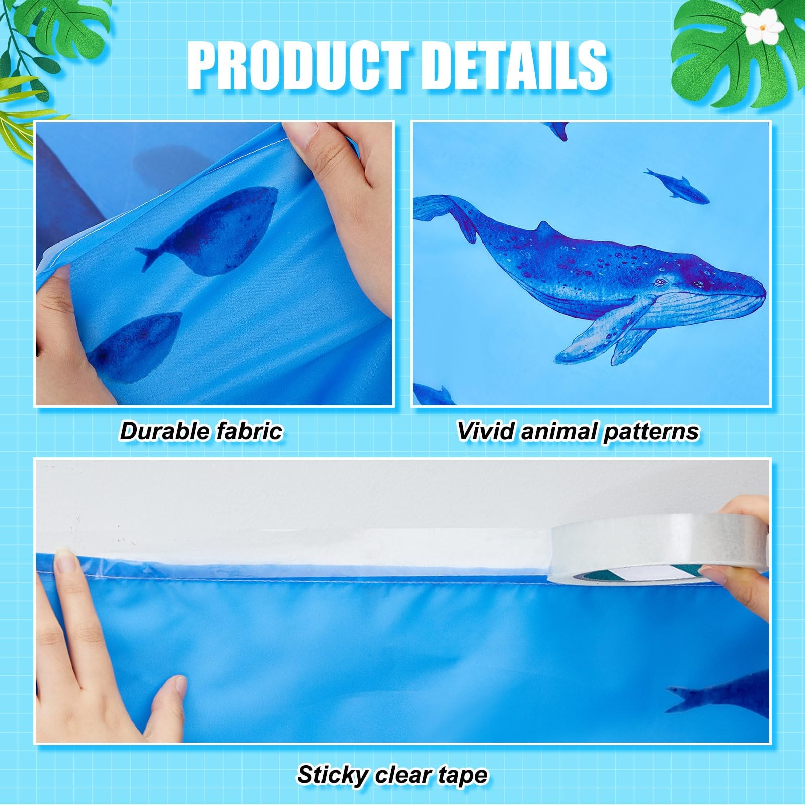 32 Inch x 16 ft Under The Ocean Classroom Decorations Shark Whale Ceiling Dec…
