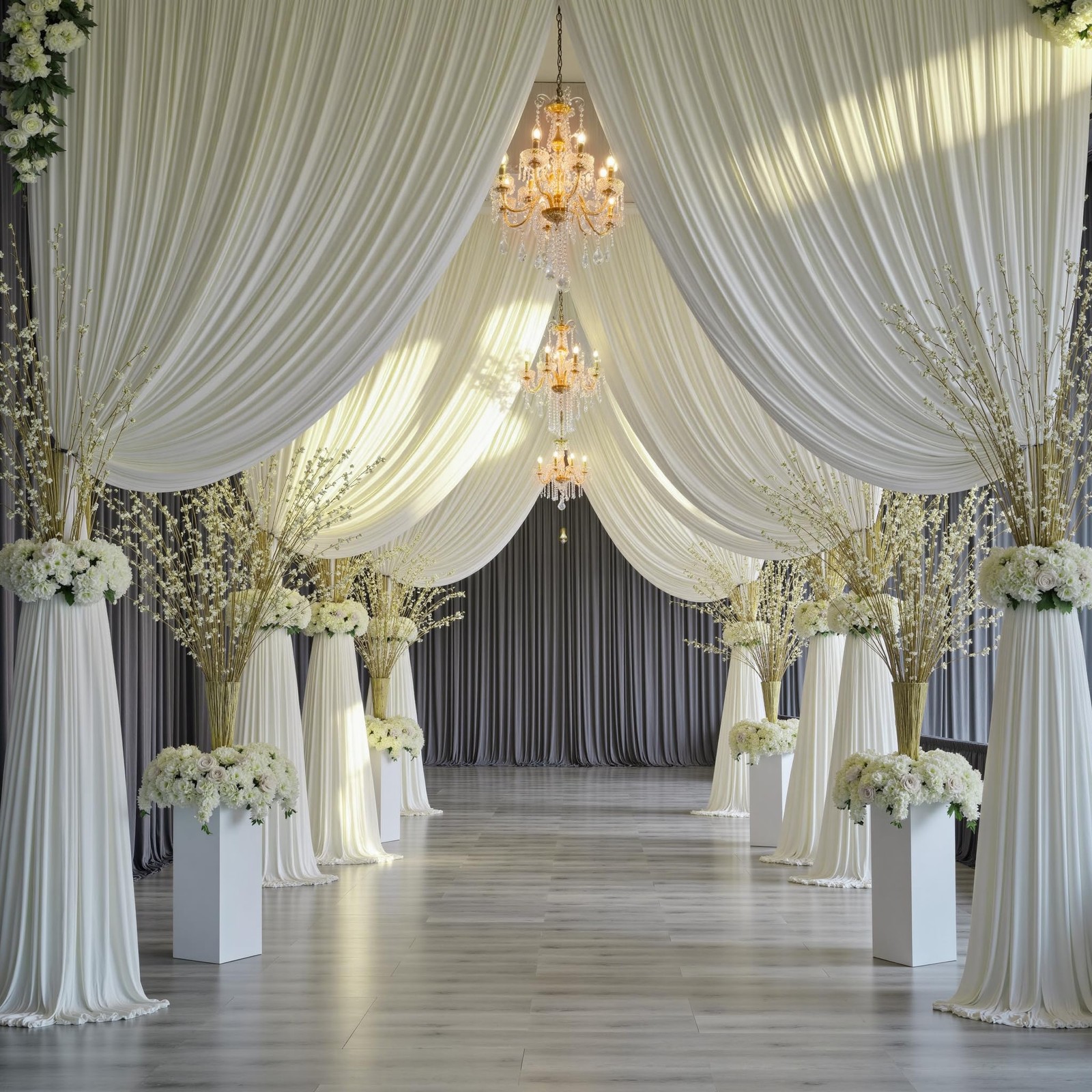 2 PCS 10x15FT Ivory Backdrop Curtain Wrinkle Free Polyester Photography Drape