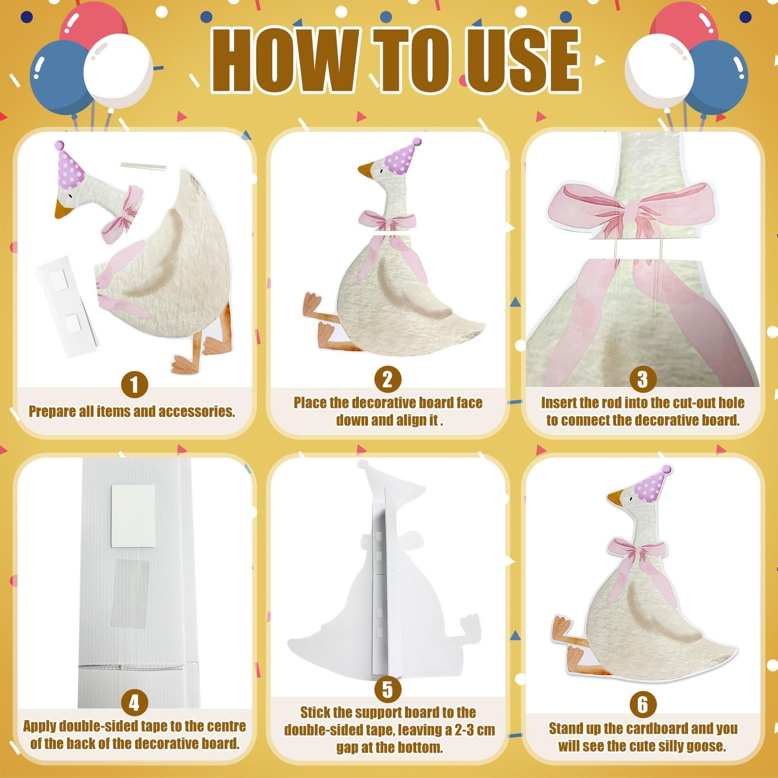 Pink Silly Goose Birthday Party Backdrop Decorations Baby Baptism Photo Prop