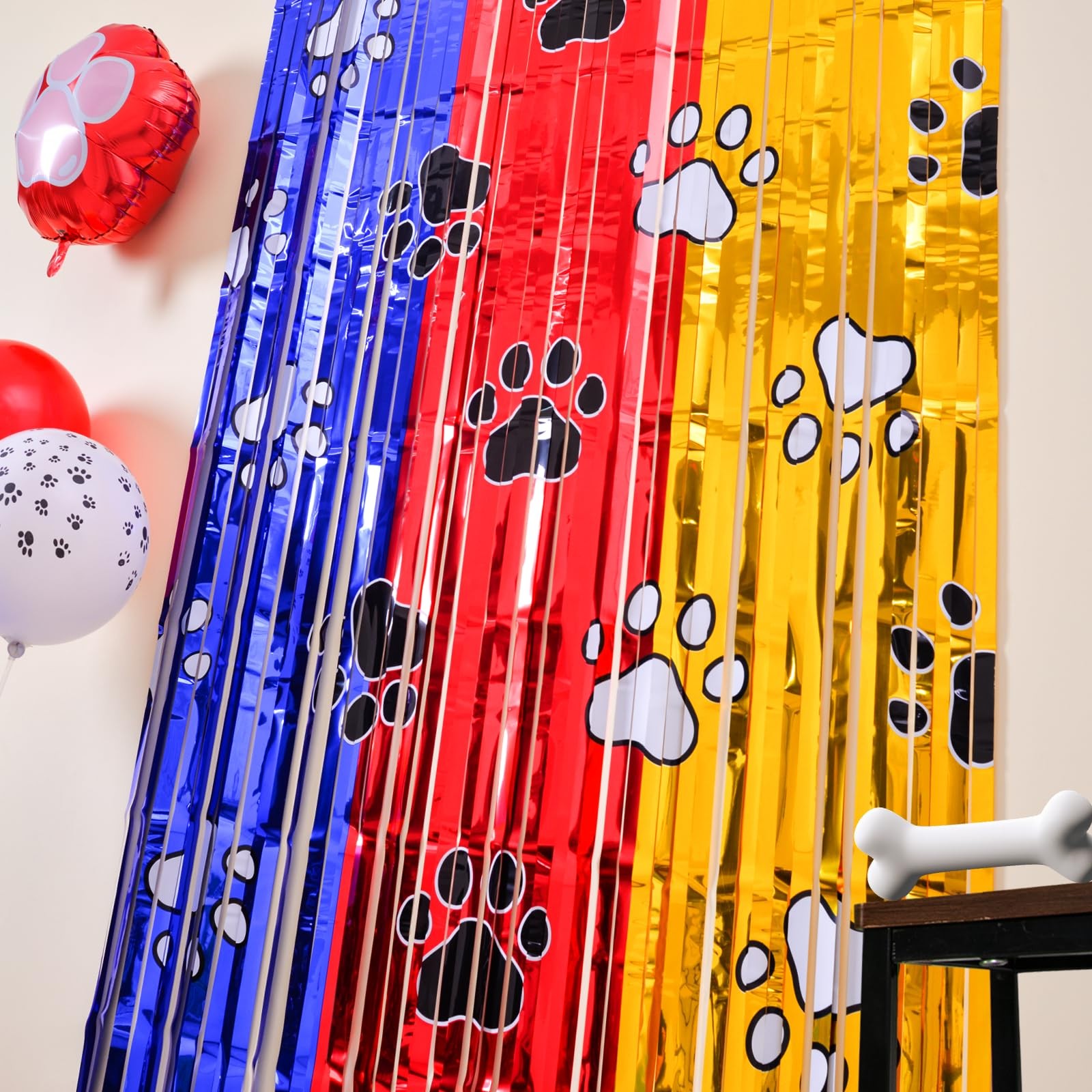 Paw Birthday Decorations, 2 Pack Gold Red and Blue Paw Birthday Party Supplie…