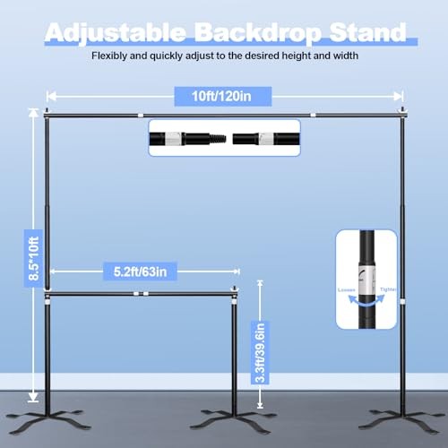 10×8.5ft(WxH) Upgraded Heavy Duty Backdrop Stand, Pipe and Drape Stand Kit