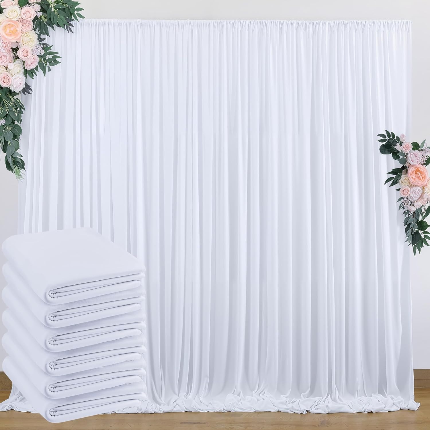 30 ft x 10 ft Wrinkle Free White Backdrop Curtain for Wedding Parties
