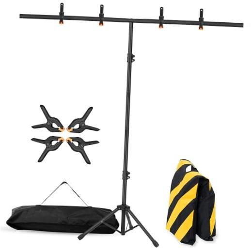 T-Shape Portable Backdrop Stand, 6.5×3.2ft Adjustable Photo Background Stand