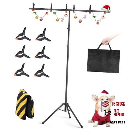 Portable T-Shape Backdrop Stand Support Kit 8×5.3ft, Adjustable Photo 8×5.3Ft