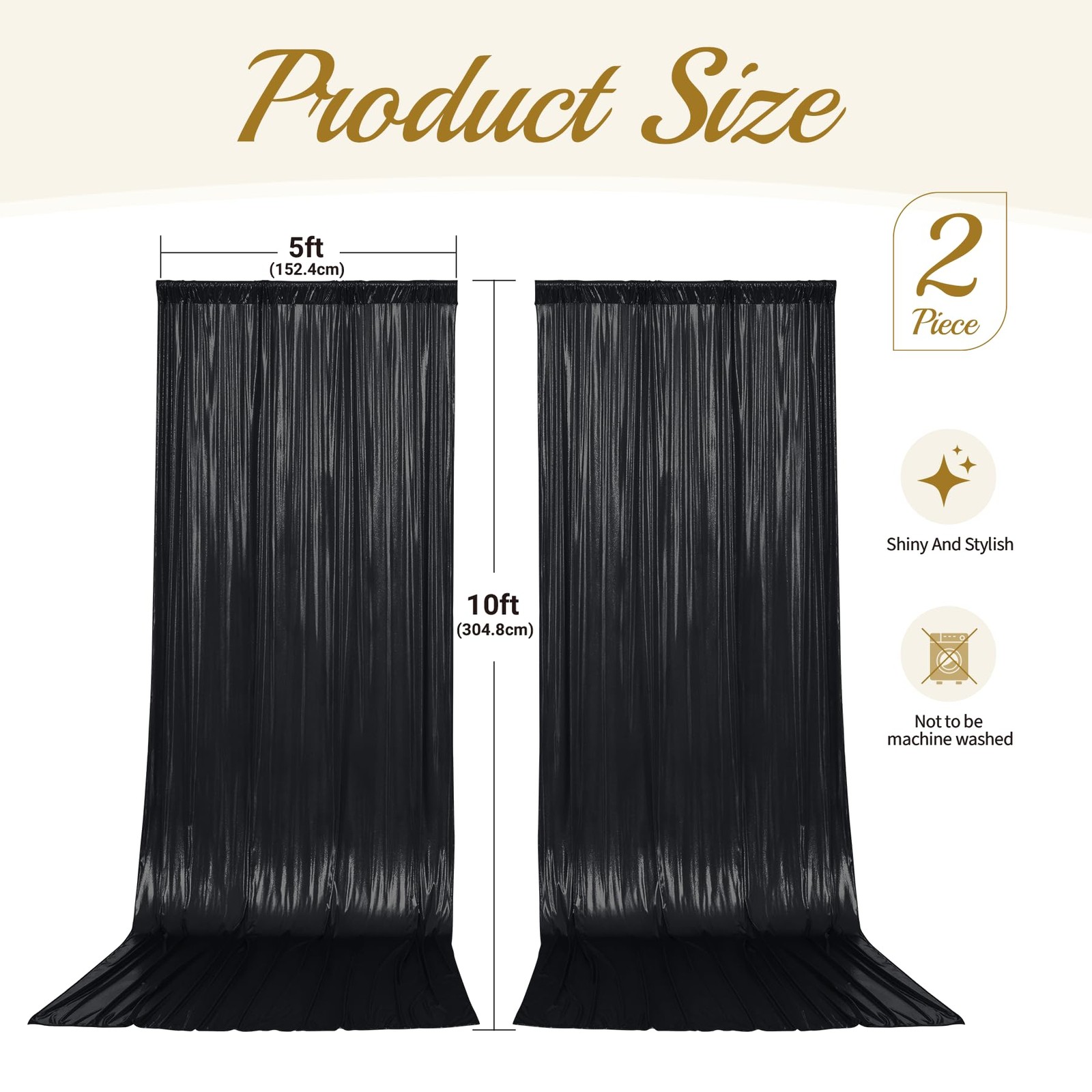 10x10ft Black Backdrop Curtains 10 ft X 10 ft(2 Panels 5ft X 10ft),
