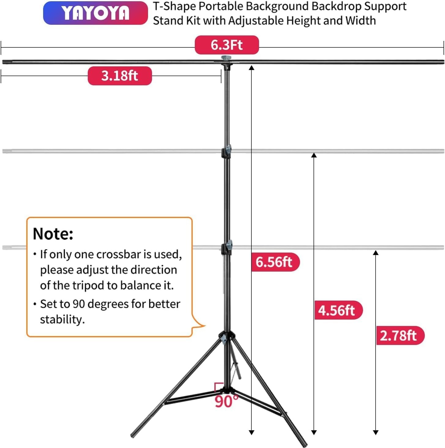 Adjustable White Photo Backdrop with Portable Stand and Carrying Bag, 6×9 ft