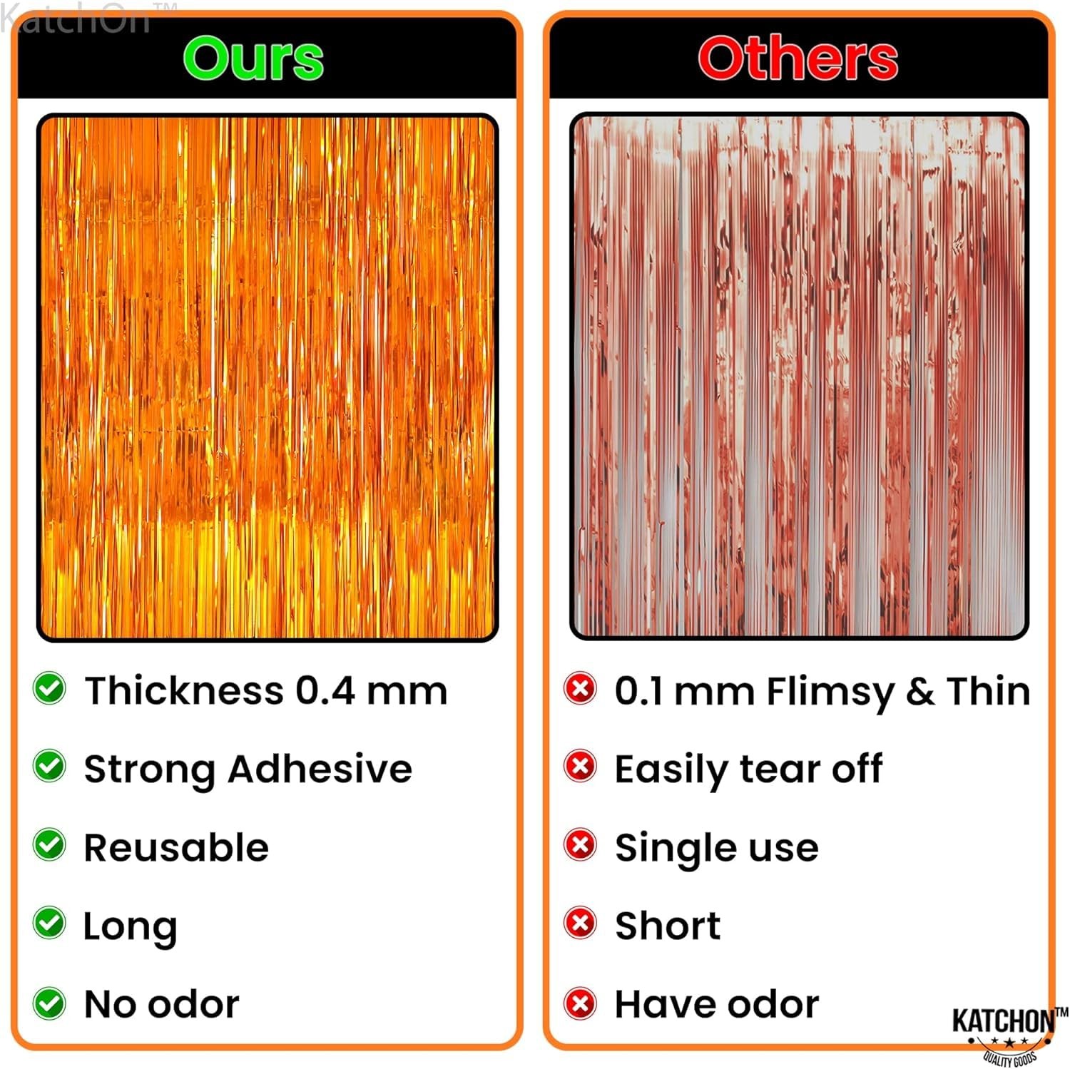 , XtraLarge Orange Fringe Backdrop Curtain – 3.2×8 Feet, Pack of 2 | Orange S…