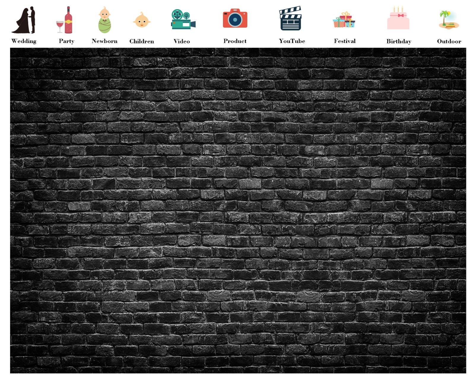 10x8ft Vintage Theme Black Brick Wall Photography Background Studio Props