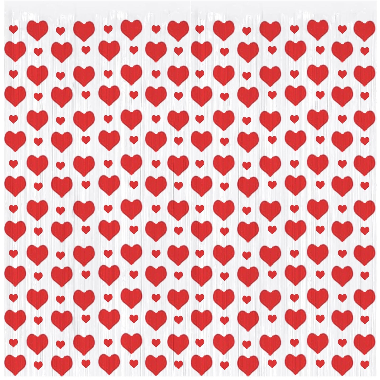 Heart Tinsel Foil Fringe Curtain Red Valentine Party Streamer Backdrop 2 Packs