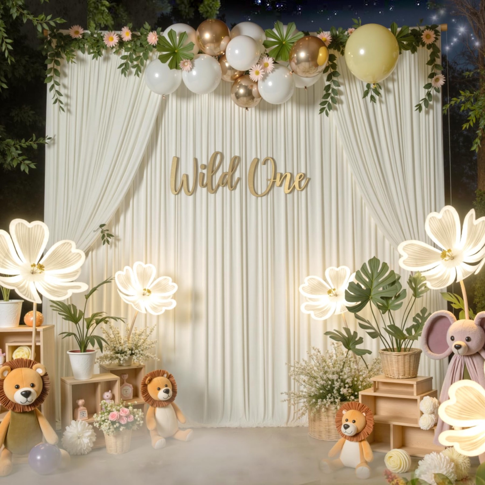 10 ft x 10 ft Free Beige Backdrop Curtain for Parties, 2 Panels 10ft Polyeste…