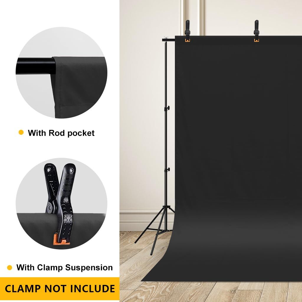 10x12ft Black Backdrop for Photography Large Seamless Polyester Fabric