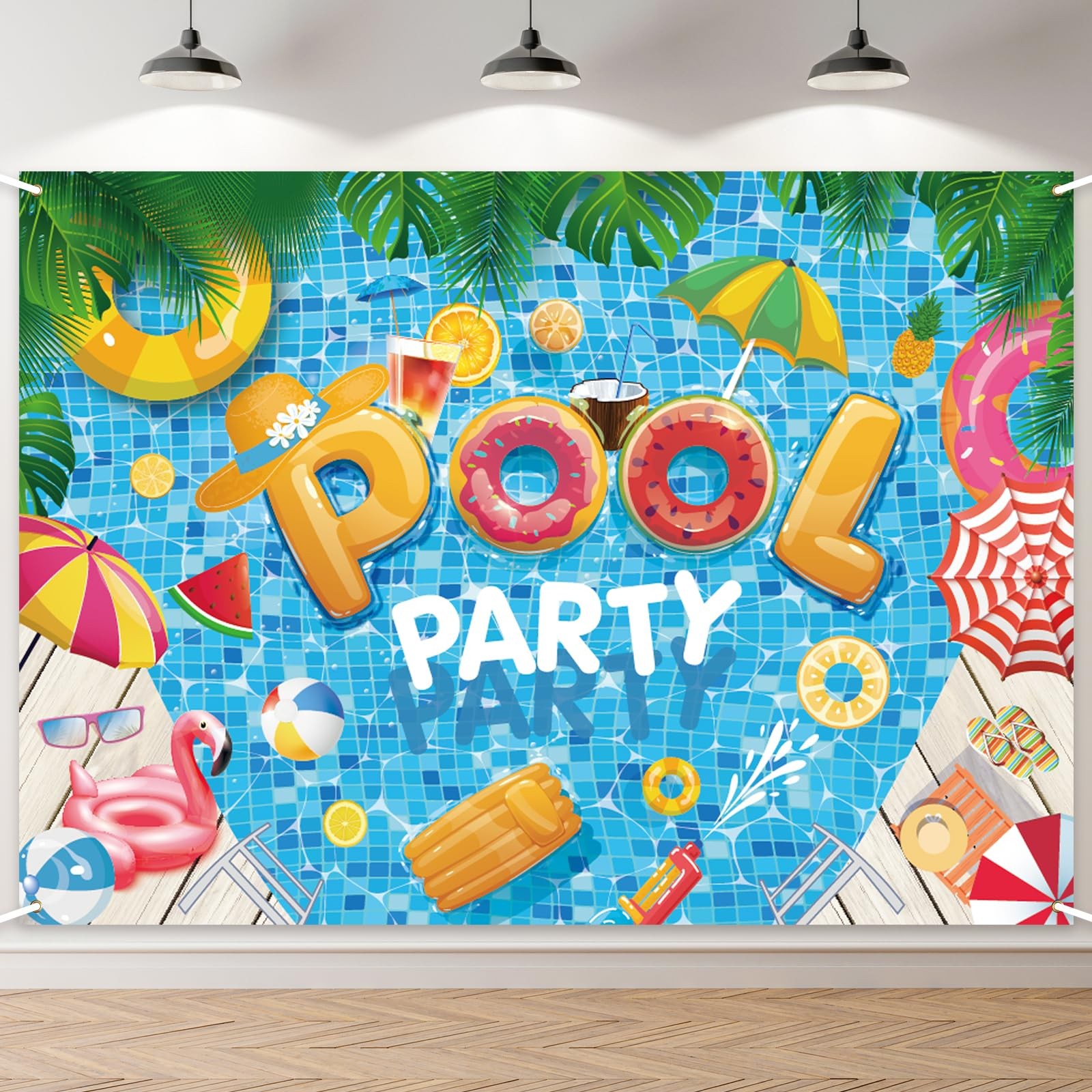 7 x 5 FT Pool Party Backdrop – Extra Large 7 x 5 feet, Multicolor