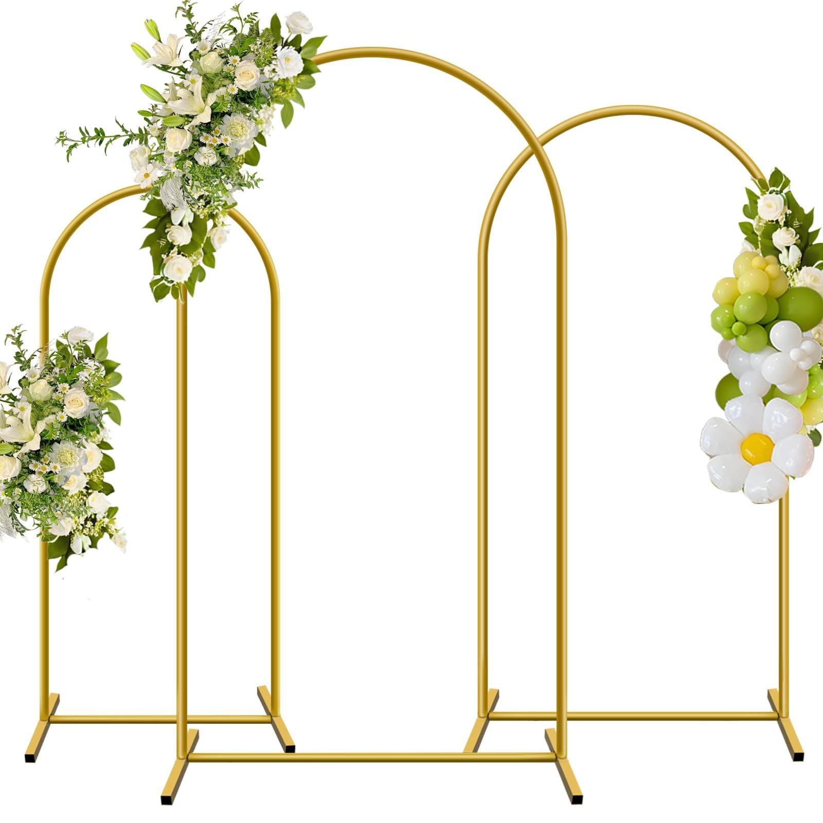 Metal Arch Backdrop Stand, Set of 3 (6/6.6/7.2 ft) Wedding Arched Frame with …