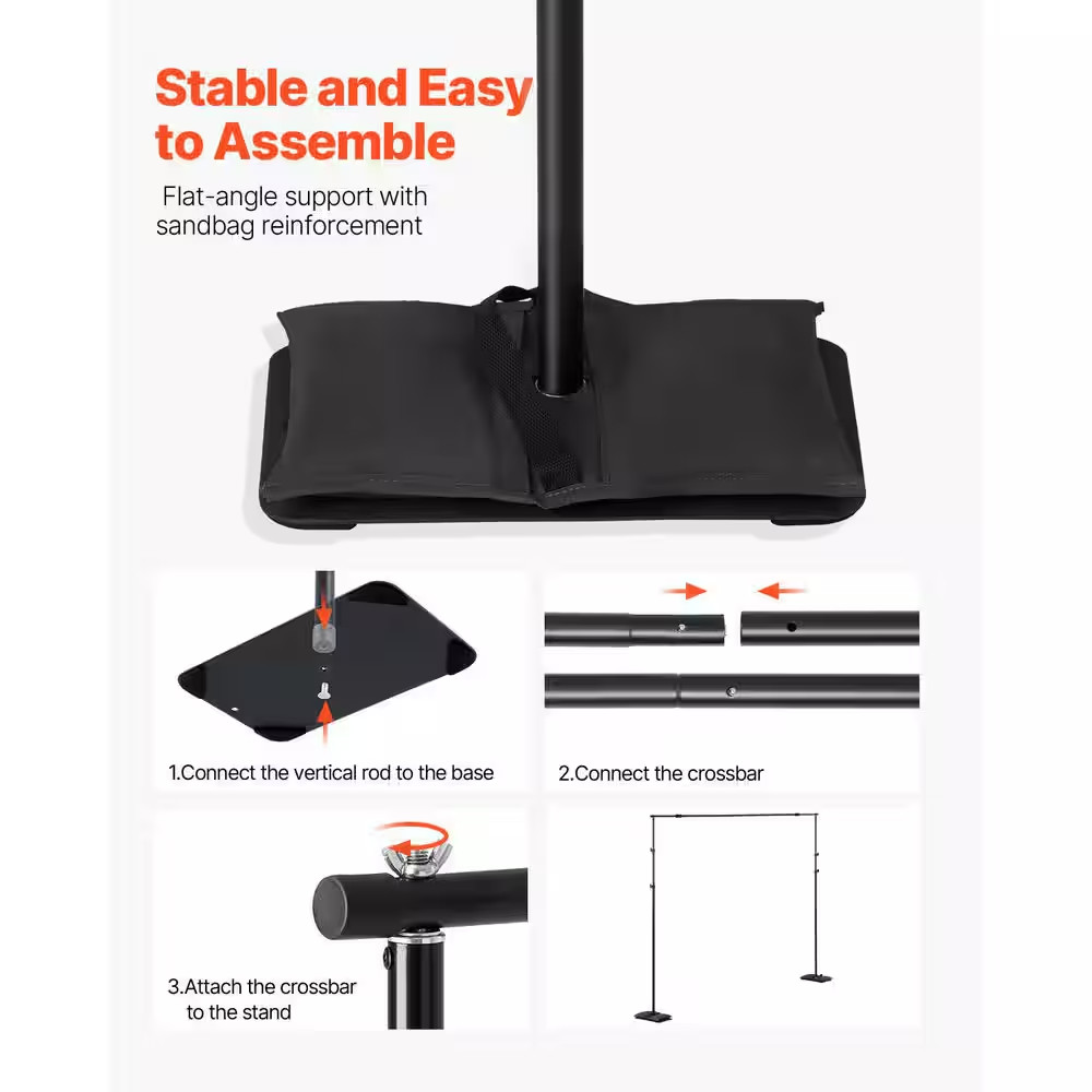 8.5 X 10 Ft. Adjustable Backdrop Stand, Portable, Projector Screen Stand, Weddin
