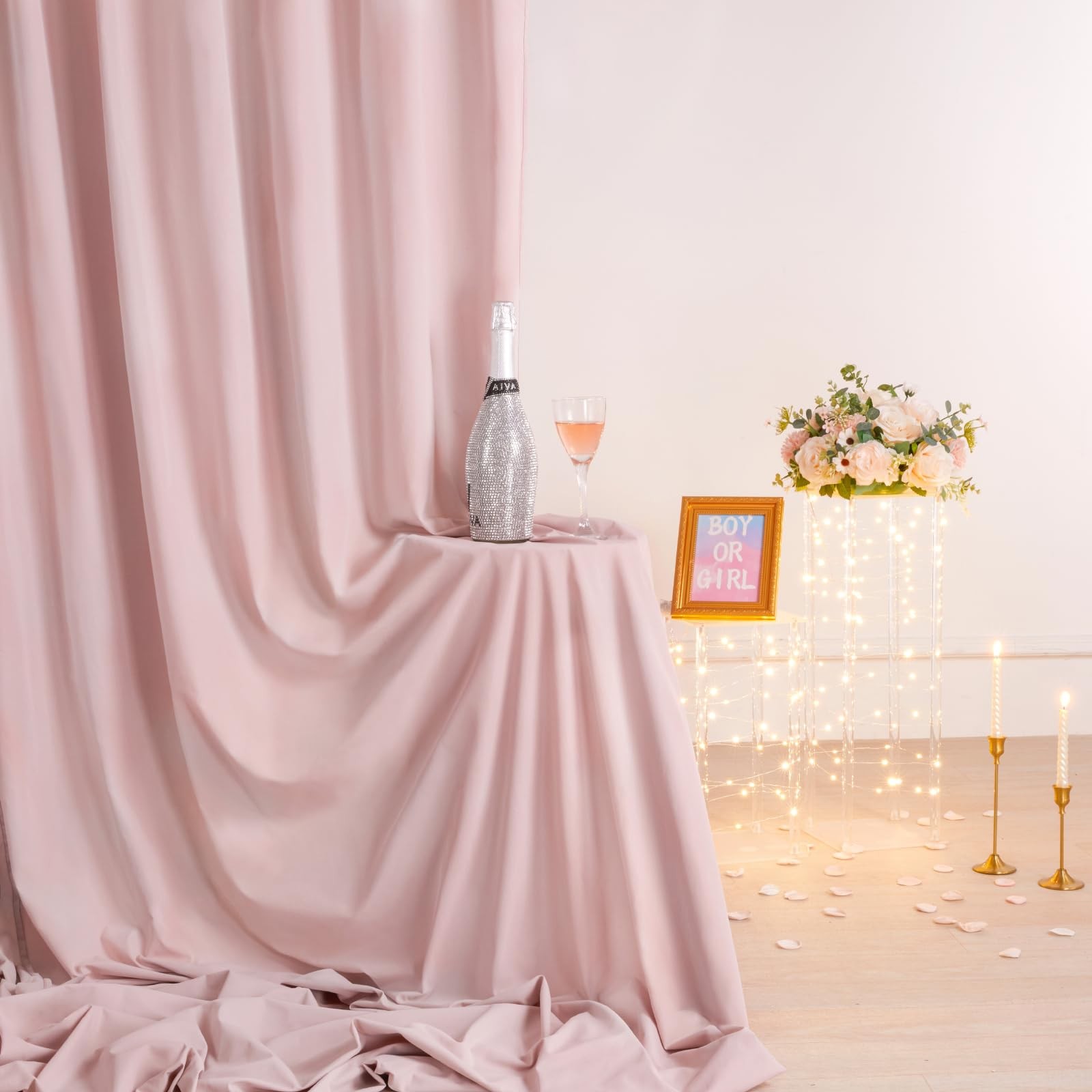 Dusty Rose Backdrop Curtains 2 Panels 5ft x 10ft for Wedding Party Decor