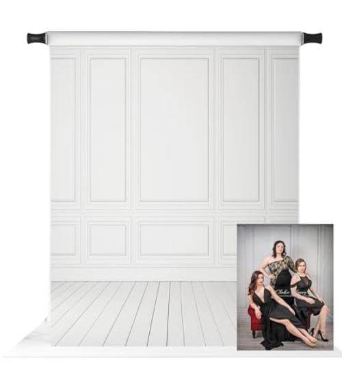 White Grey Wall Photography Backdrop Classic Vintage 5x7ft White Wall 1