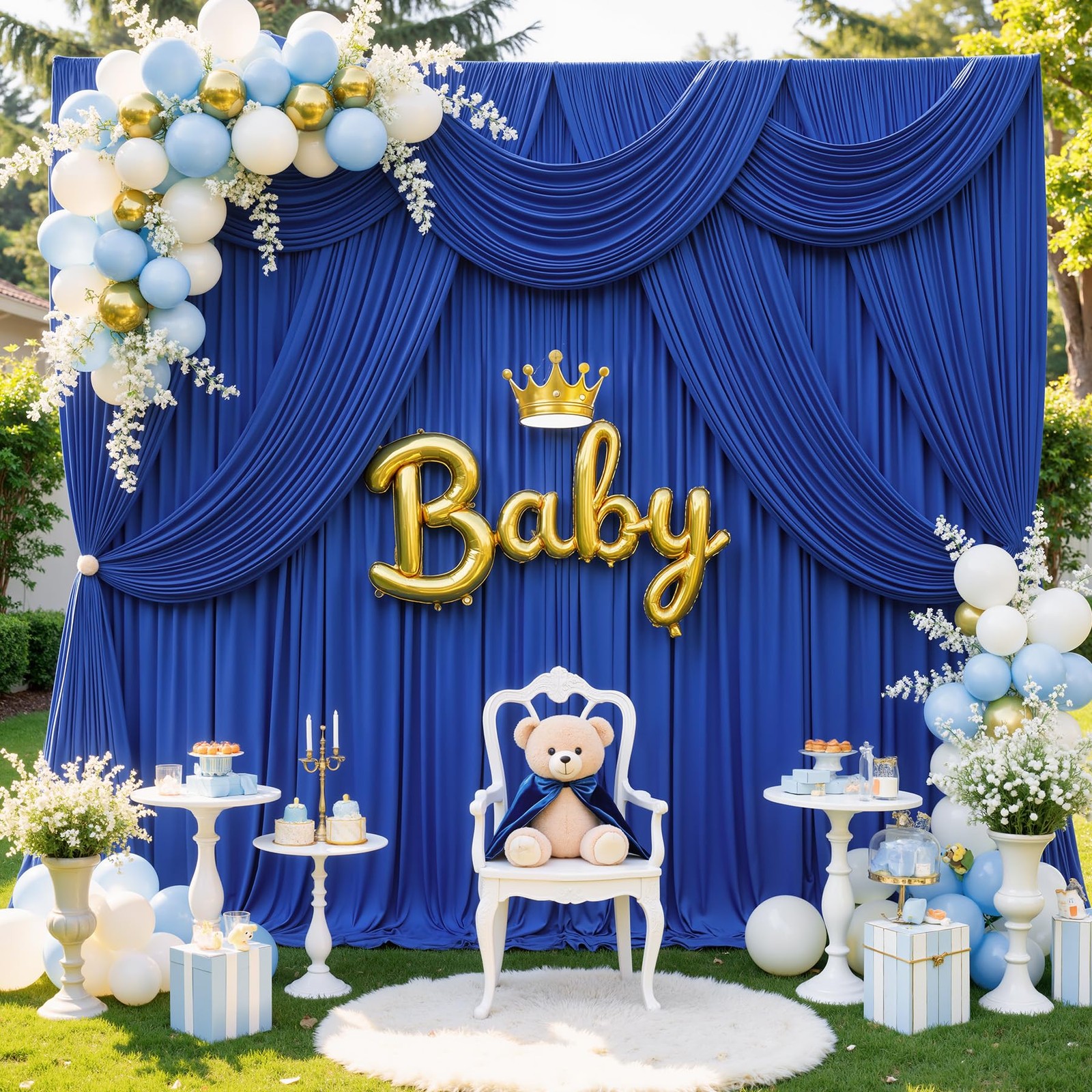 20ft x 12ft Royal Blue Backdrop Curtains Panels for Party Wrinkle Free Fabric…
