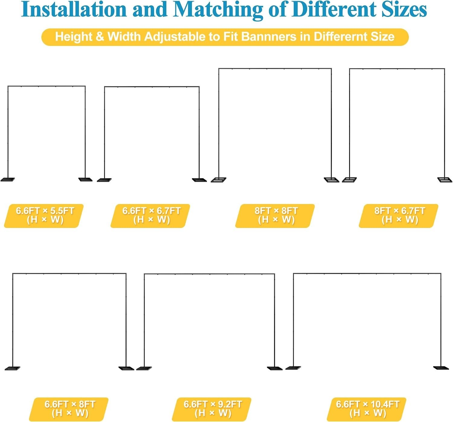 Fomcet 8FT x 8FT Backdrop Stand Heavy Duty with Base, Frame For Wedding Birthday