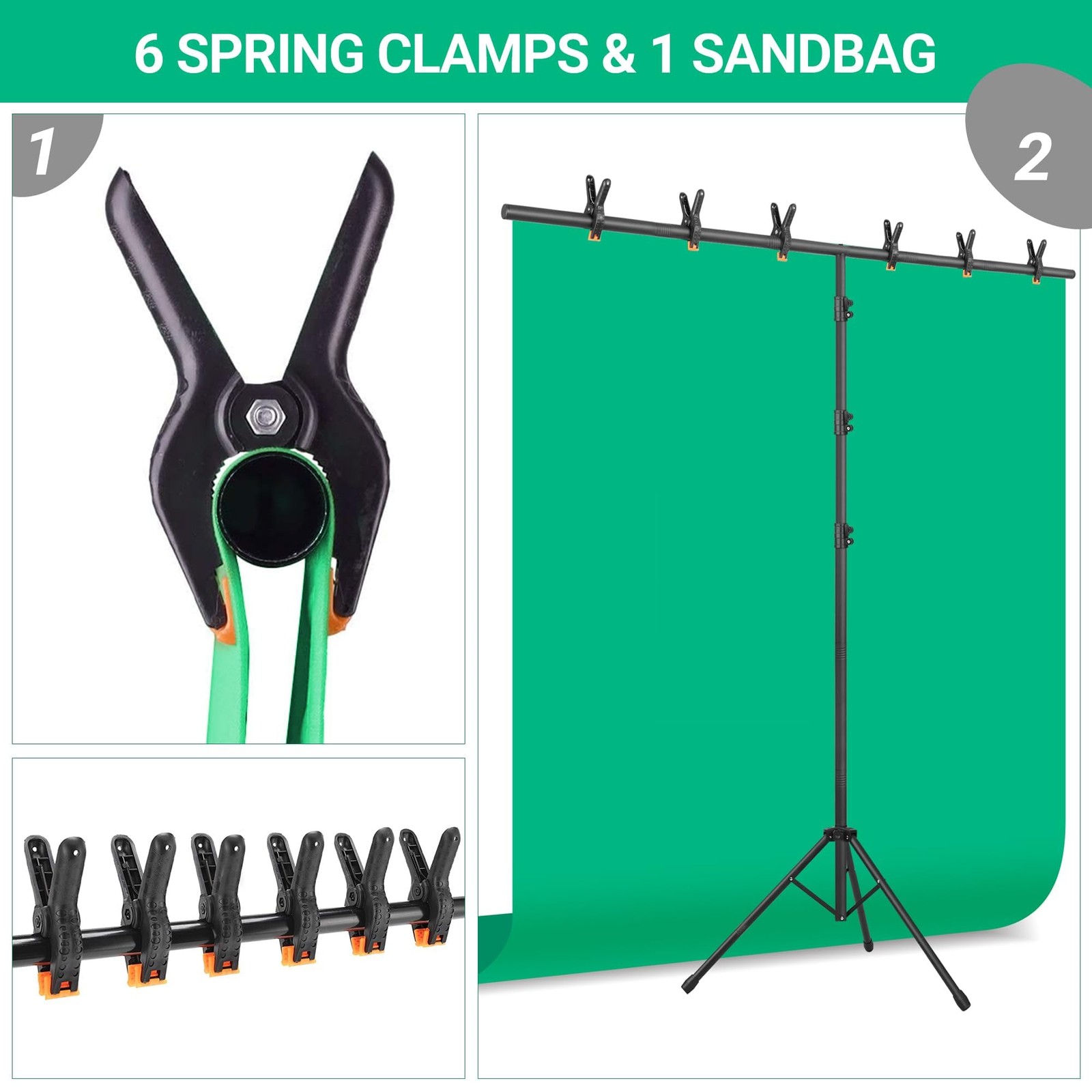 T-Shape Portable Backdrop Stand – 8×5.2ft Adjustable Photo Background Stand K…