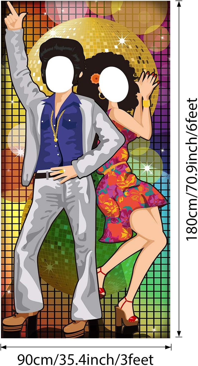 70s Disco Party Backdrop 6×3 Door Banner Hippie Dance Photo Prop with Rope Fun!!