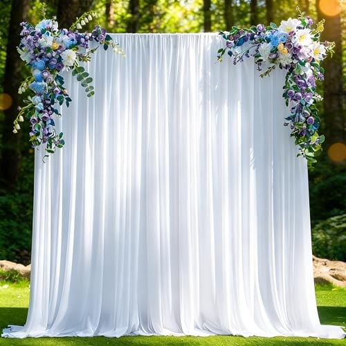 10x10ft White Backdrop Curtain for Parties Wedding, Curtain Backdrop for