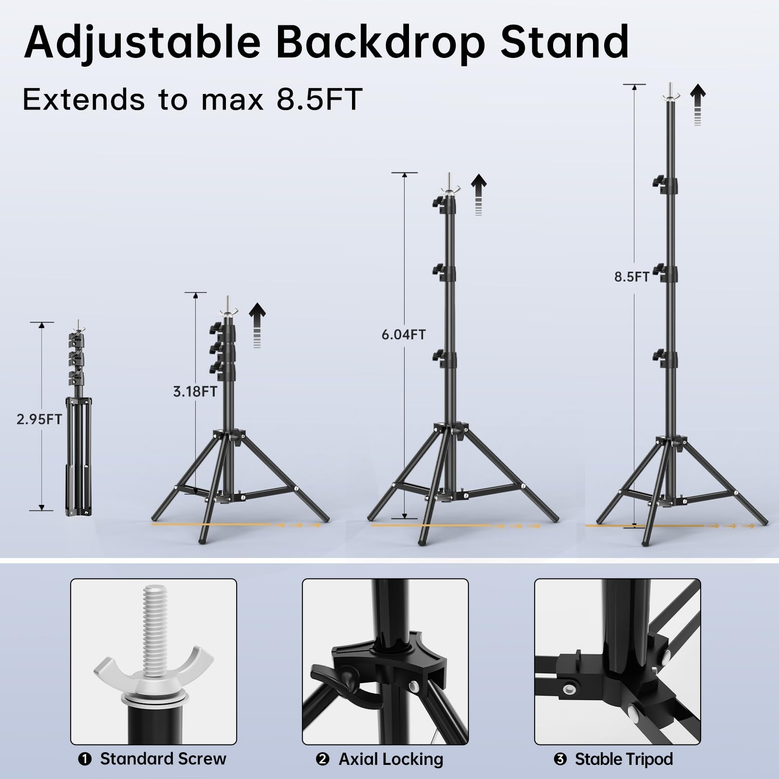 8.5 x 10 FT Photo Backdrop Stand Kit, Adjustable Background Holder Support Sy…