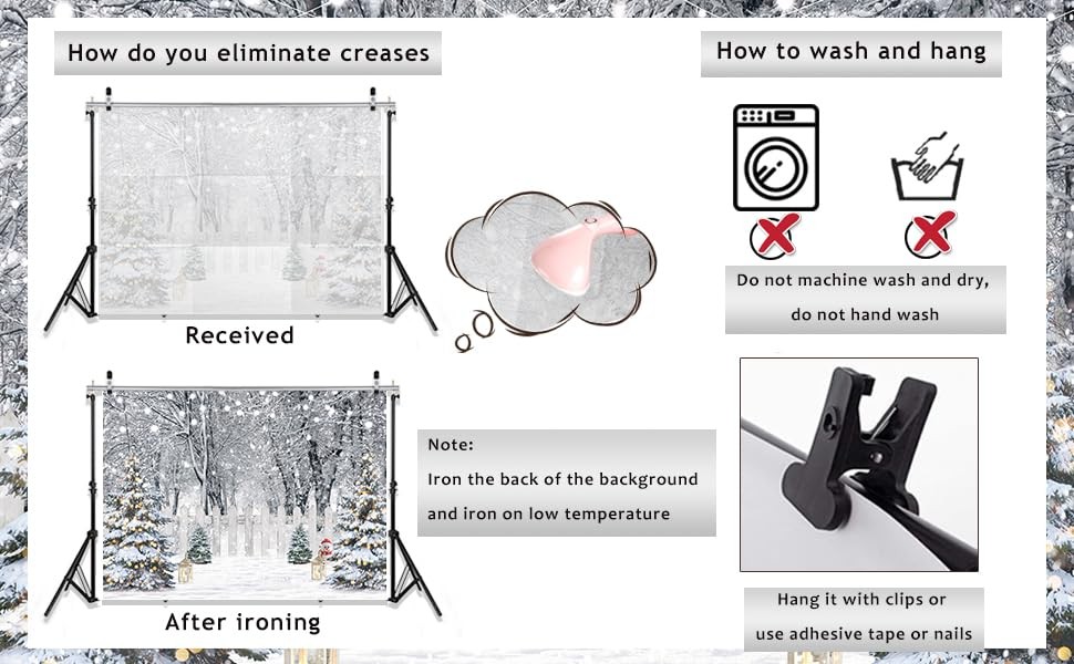 Snowy Forest Backdrop – Winter Party Background – Snowflake – 7x5ft