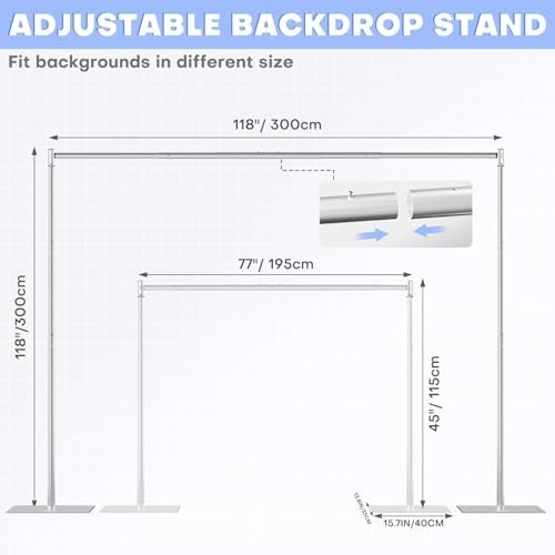 10×10 ft Pipe and Drape Backdrop Stand Kit Heavy Duty 10 x 10 FT Silver
