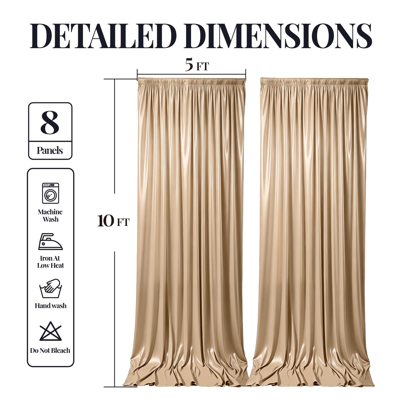 40x10ft Champagne Gold Glitter Backdrop W5 x H10′(8 Panels),