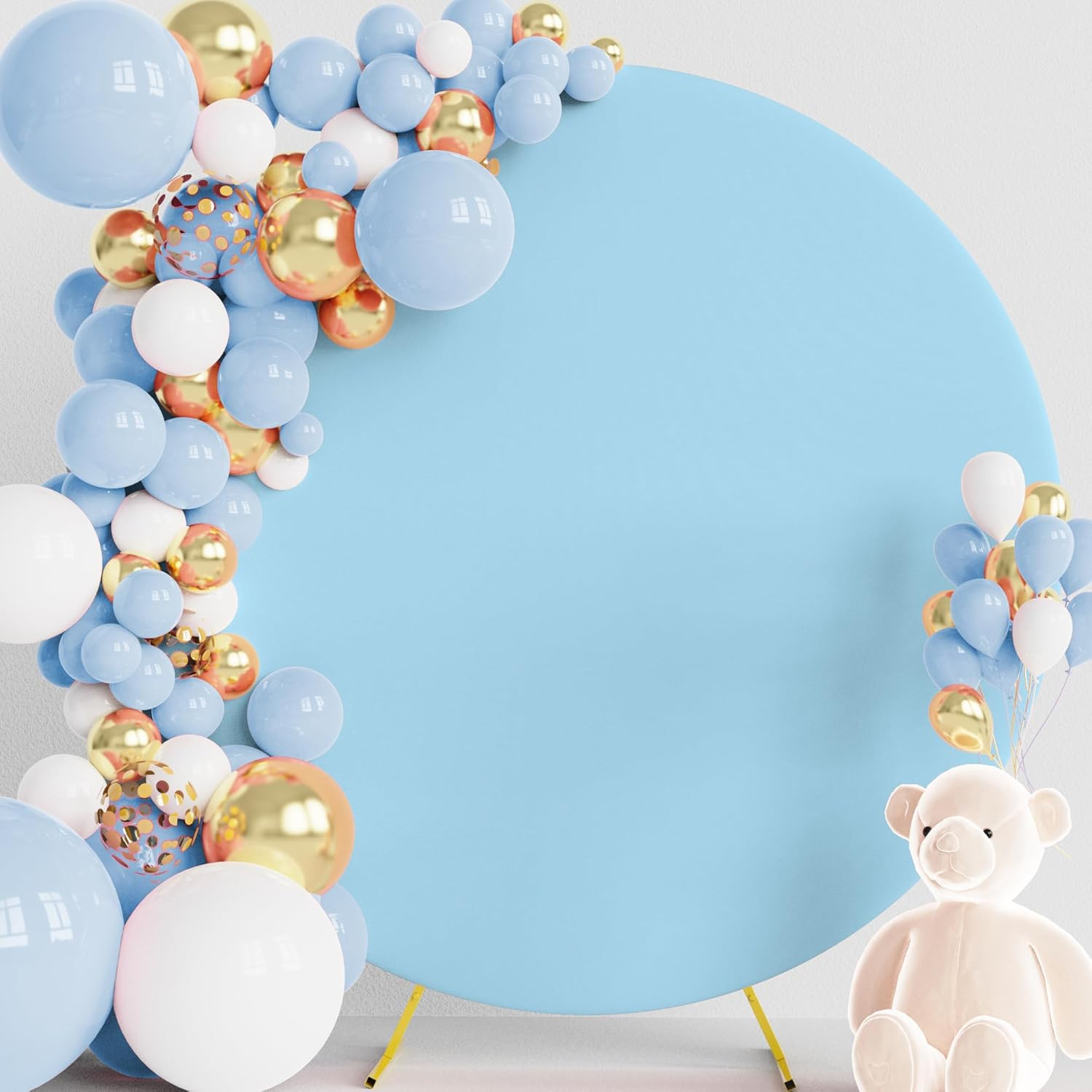 6.6FT round Backdrop Cover round Arch Covers with Buckles Polyster Dusty Blue Ci