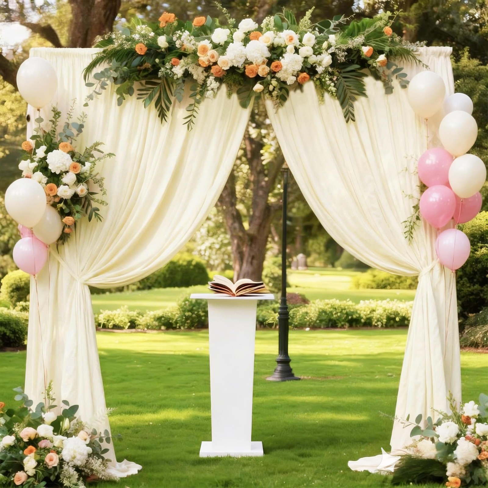 2 PCS 5ft x 10ft Ivory Backdrop Curtains Wedding Bridal Shower Polyester