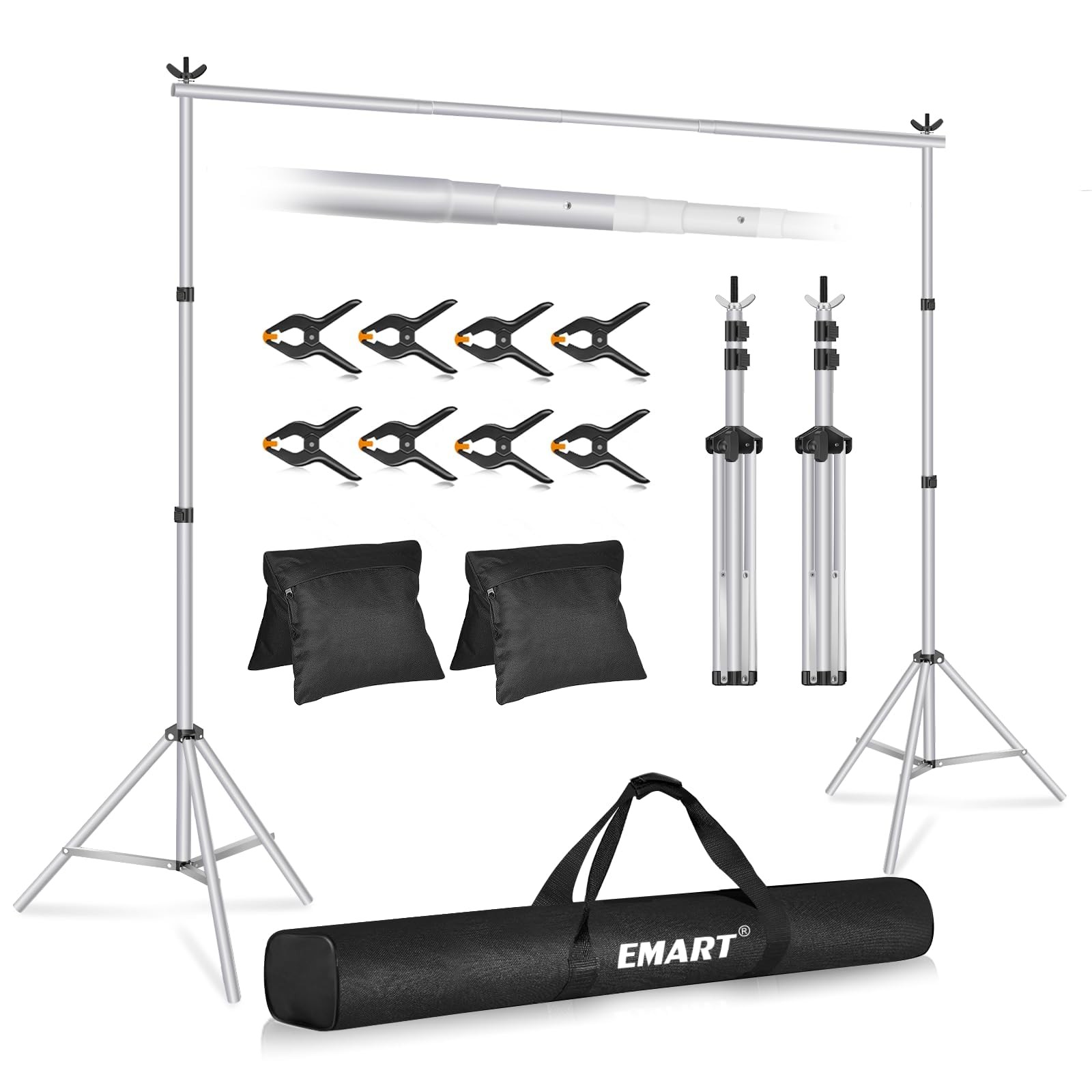 EMART Backdrop Stand 10x7ft(WxH) Photo Studio Adjustable Background Stand Sup…