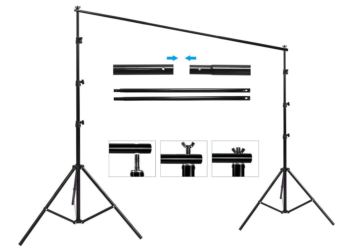 Photography Backdrop Support System 10ft x 8.5ft Adjustable Photo Background Kit
