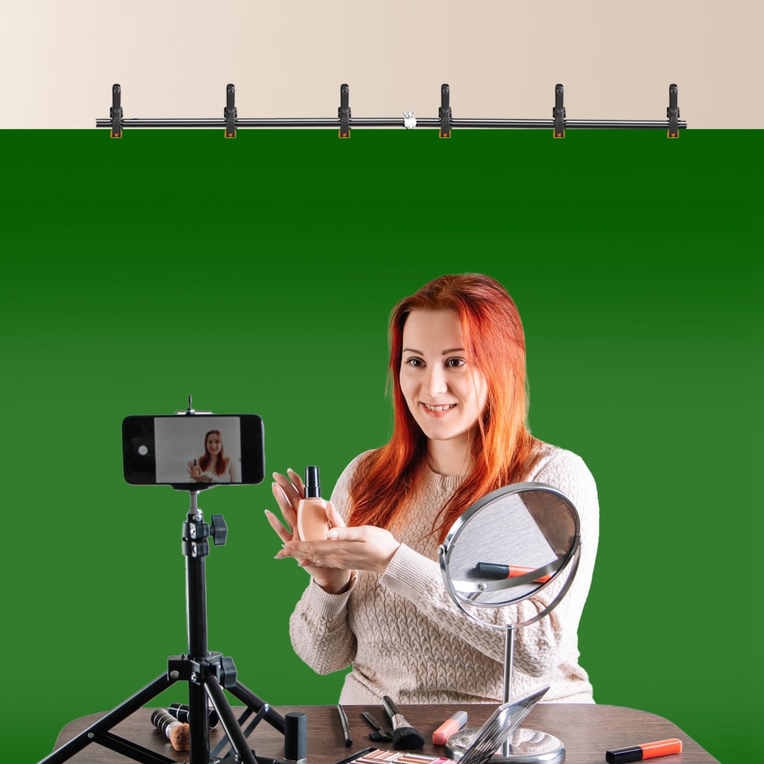 5×6.5FT Heavy-Duty T-Shape Backdrop Stand, adjustable photo/video support