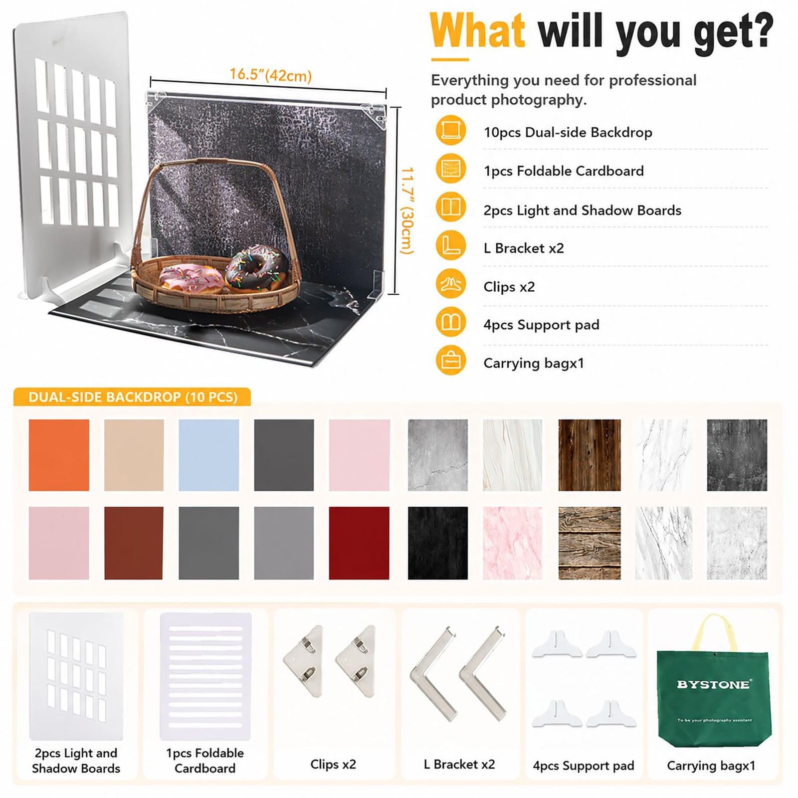10 PCS 16.5×11.7 Inch 20Patterns Small Product Photography Backdrops Kit Props