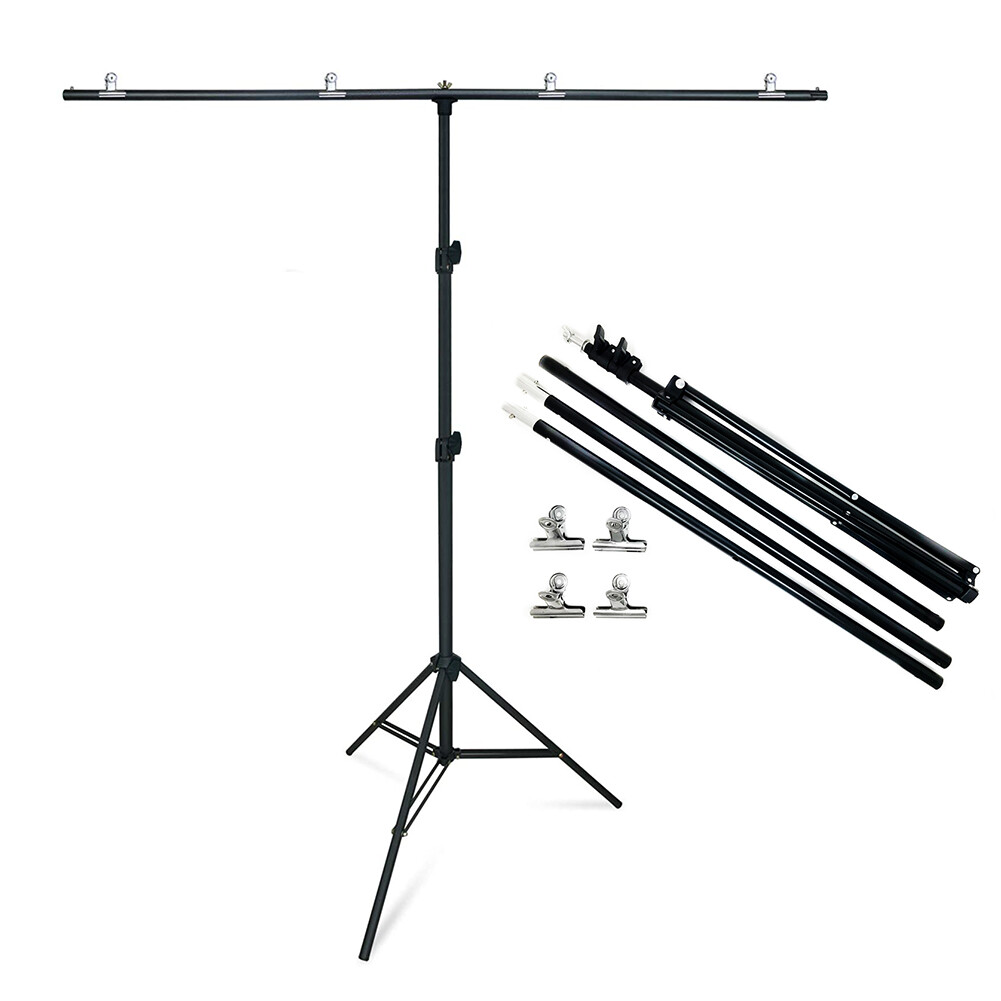 US 6.5×6.5feet/2x2m T-Shaped Photo Backdrop Background Stand with Four Clip Kit