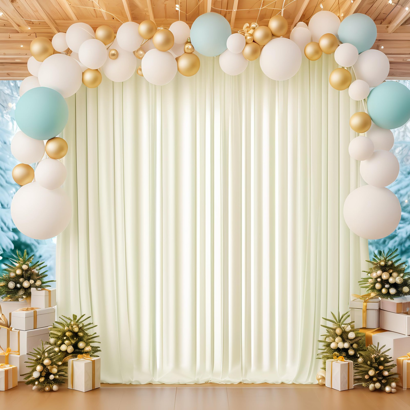 10x10FT Ivory Backdrop Curtains, 2 Panels 5x10ft, Wrinkle Free Polyester, Party