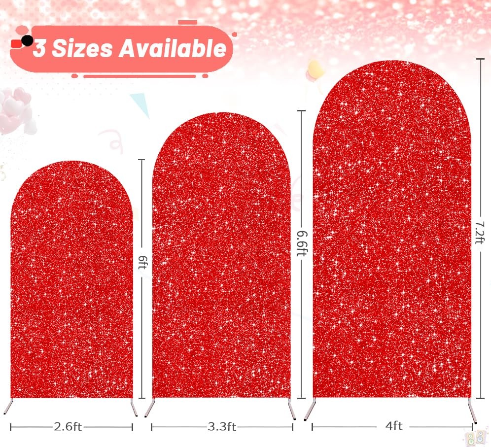 Sequin Arch Backdrop Cover 6.6Ft Wedding Red Christmas 6.6FT,