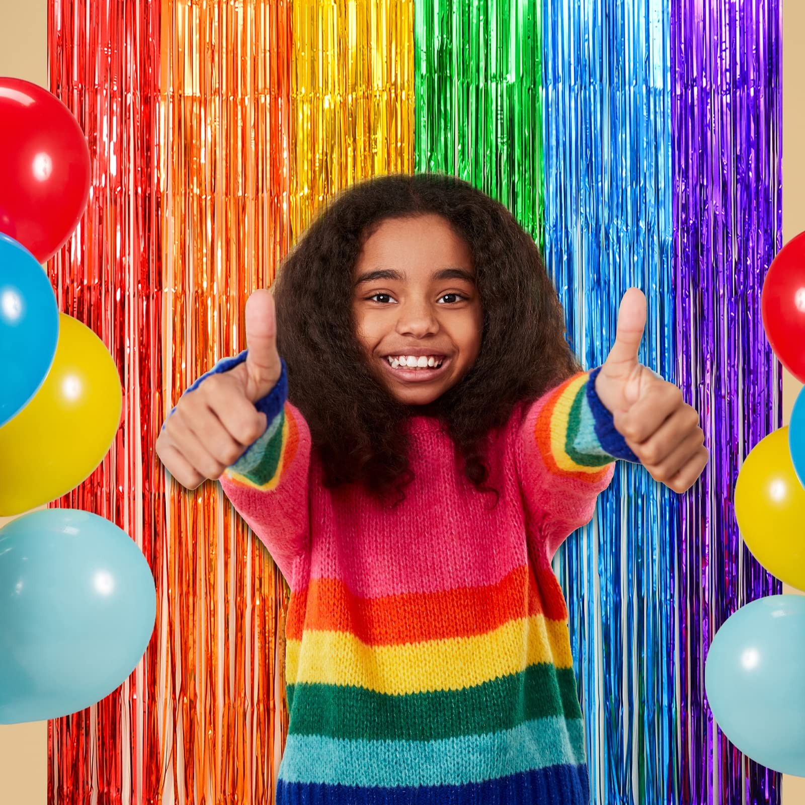 Rainbow Photo Booth Props 4 Packs Rainbow Party Decorations 13.2×6.6 ft Foil …