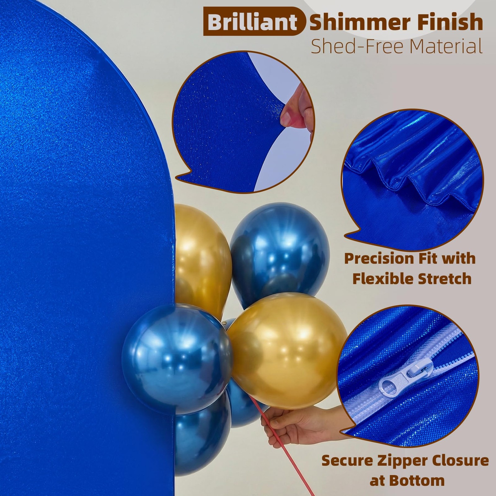 Shimmer Royal Blue Arch Backdrop Cover 7.2ft,Glitter Spandex Fitted Chiara Co…