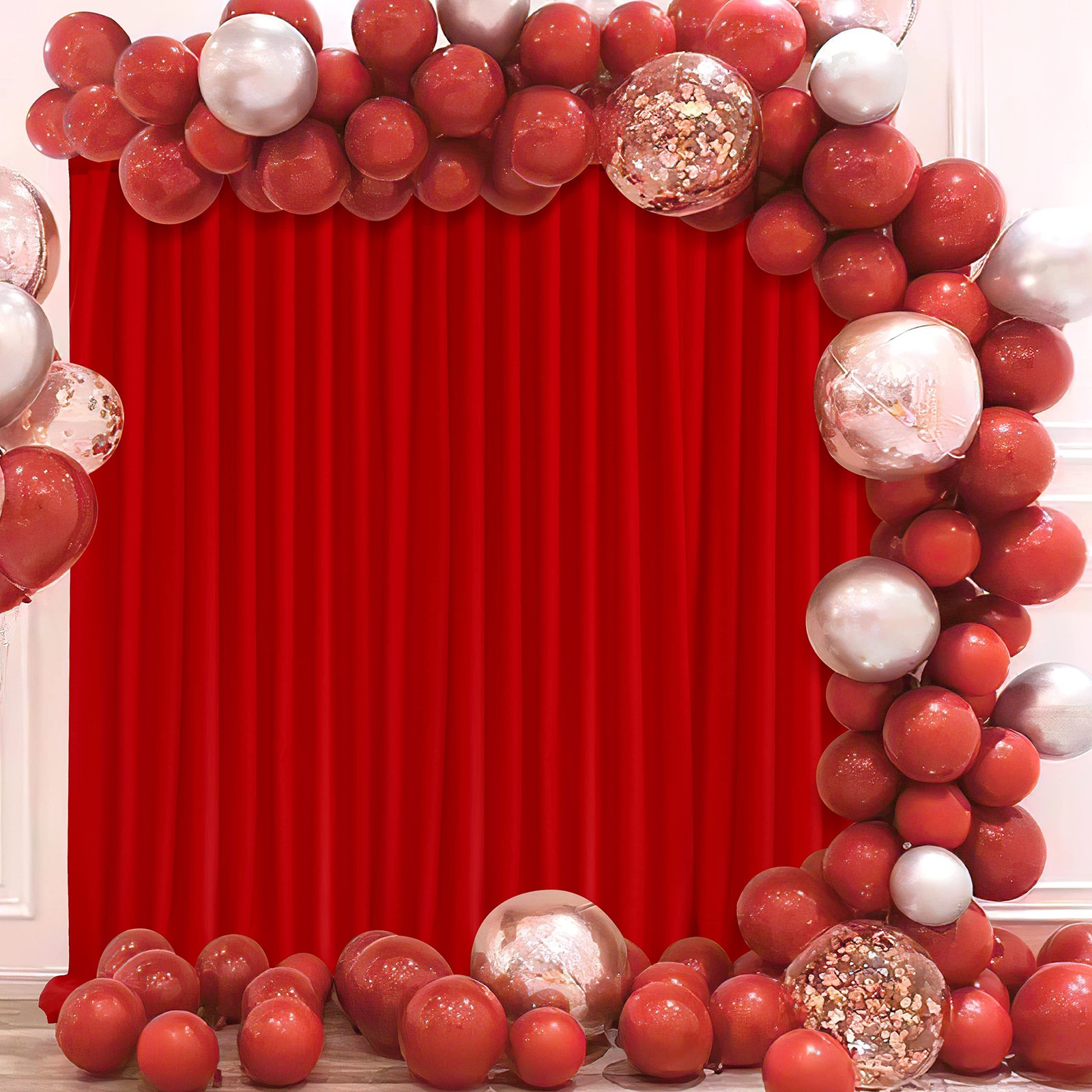 Red Backdrop Curtains Polyester Photo Backdrop Drapes Wedding 5x10ft 2 Panels