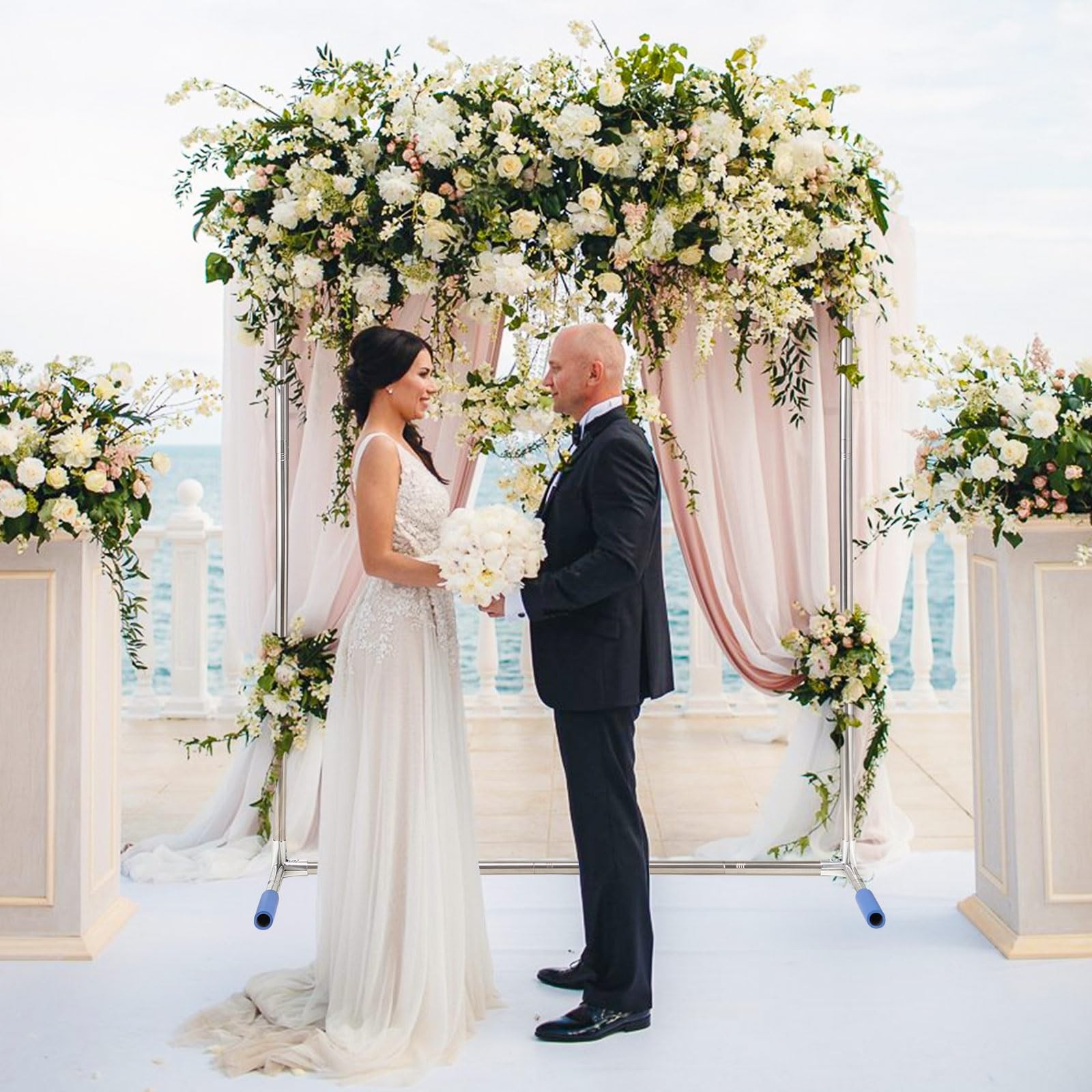 7×6 FT Metal Square Wedding Arch Backdrop Stand Stainless Steel Party Garden
