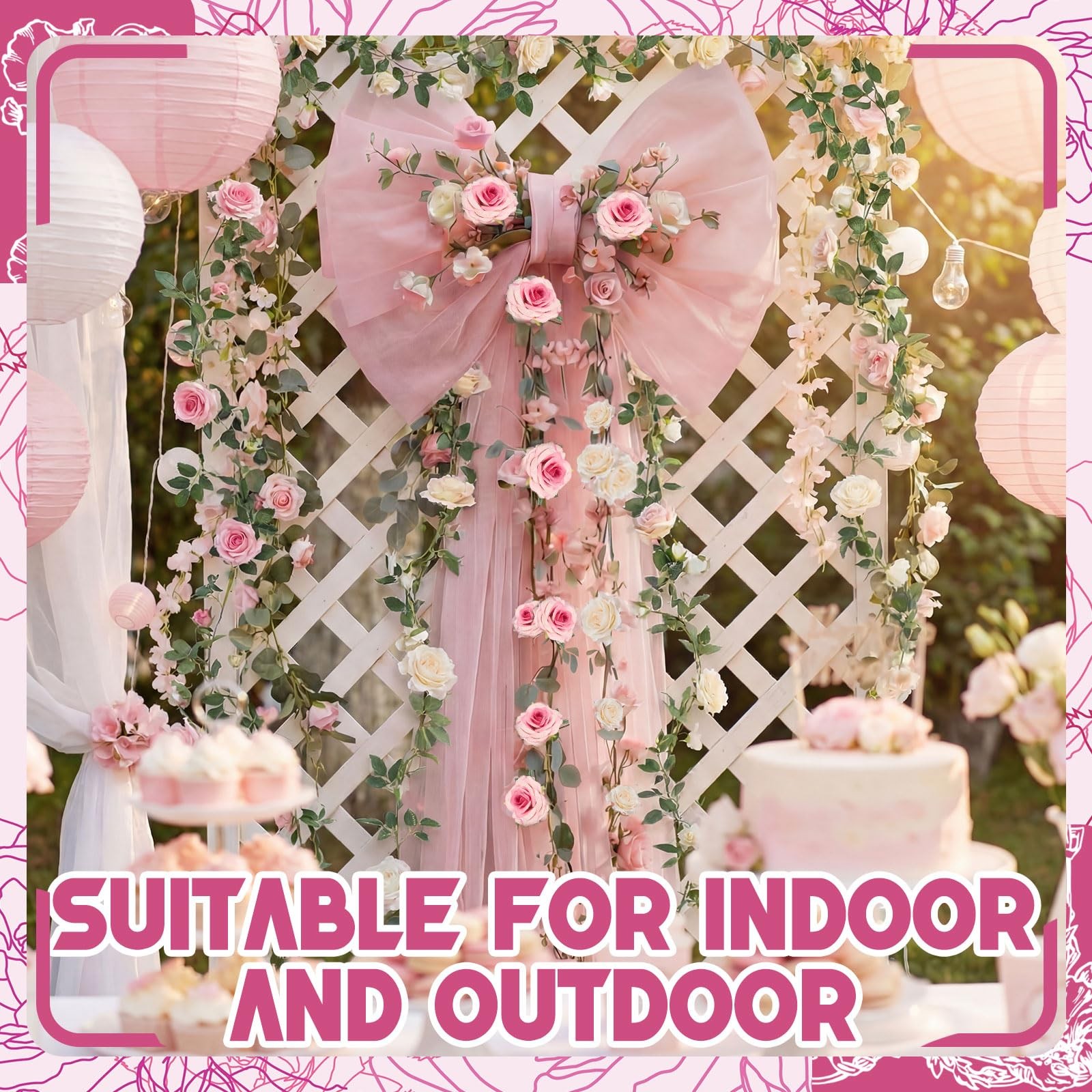 Pink Wedding Giant Big Bow Room Wall Seasonal Backdrop Decor 32x20x67 Inch