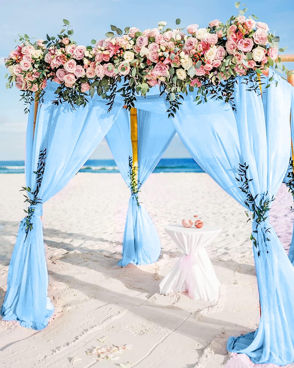10x10ft Light Blue Backdrop Chiffon Semi Sheer Curtains For Wedding Decor