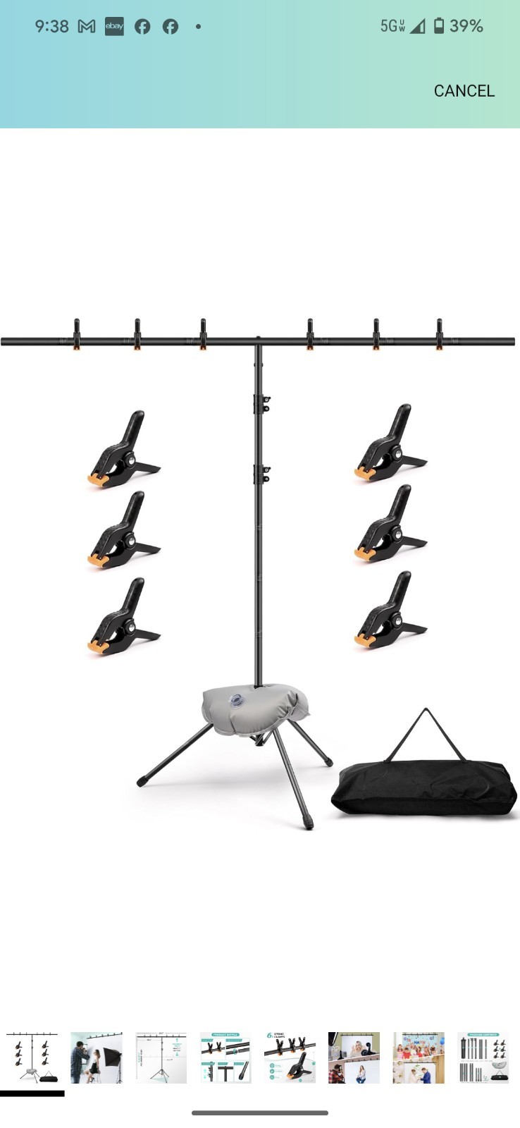 T-Shape Backdrop Stand Kit – 8 x 5.3ft Adjustable Photo Backdrop Stand -…