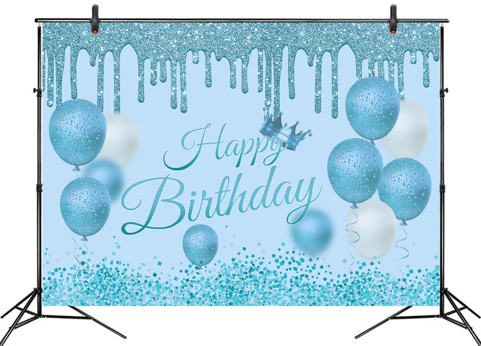 10x8ft Light Blue Happy Birthday Backdrop for Girls Boys Party Background Banner