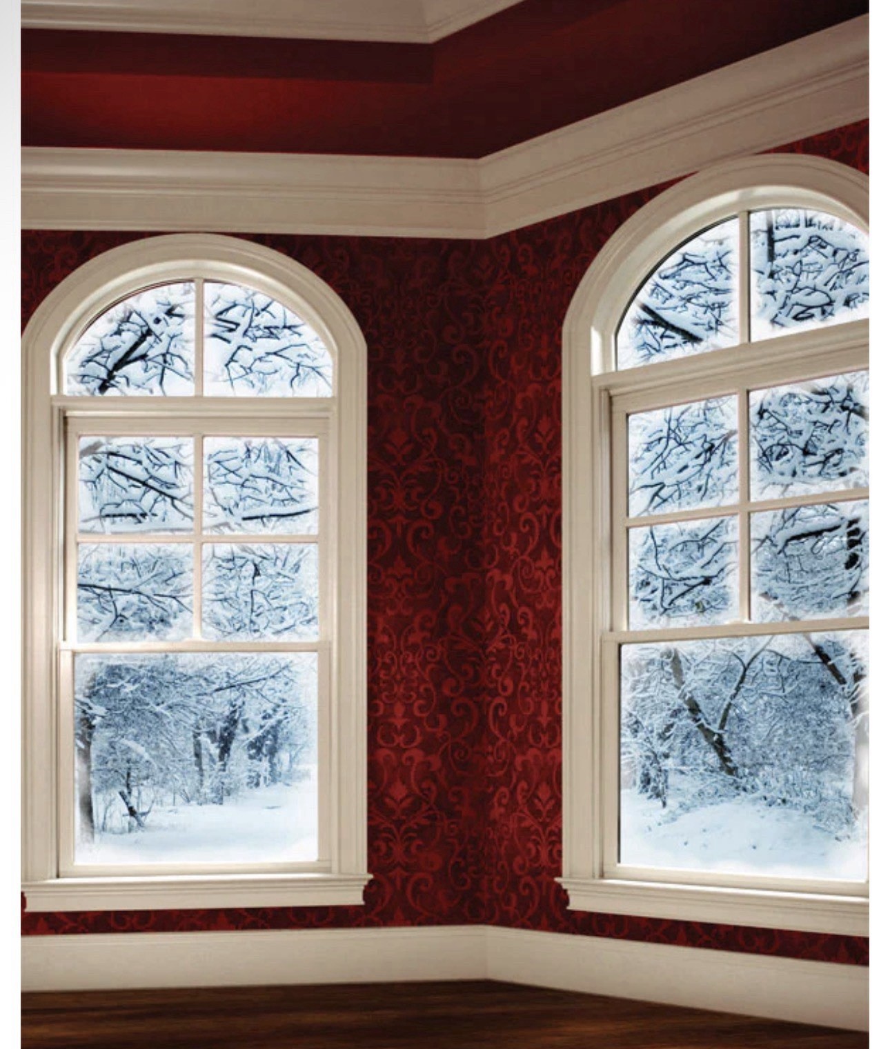 Denny Manufacturing Winter Window Printed Photography Corner Backdrop 12×10’