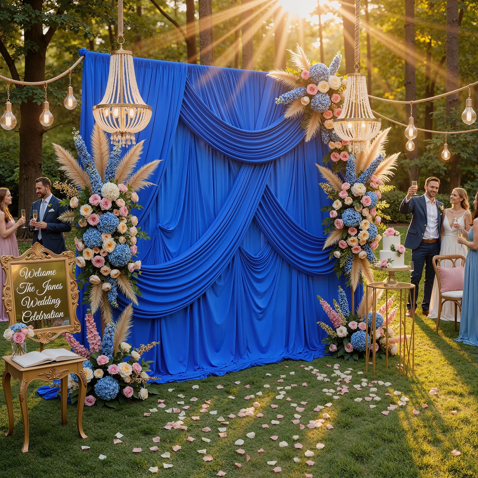 50ftx10ft Wrinkle Free Royal Blue Backdrop Curtains for 50ftx10ft,